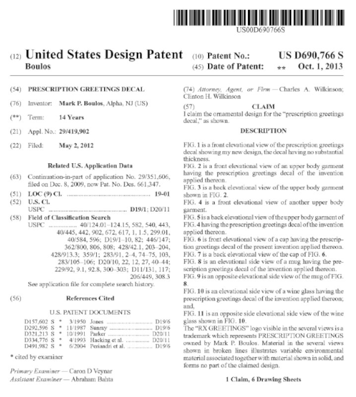 US Design Patent US D690,766 S